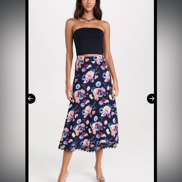 Paco Rabanne floral midi skirt size 44 blue pink purple like new
